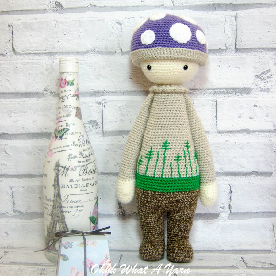 Crochet Lalylala Paul the Toadstool, mushroom doll. CE tested. 