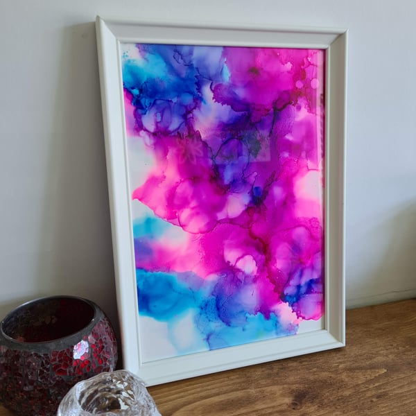 Original abstract art alcohol ink A4 painting home decor