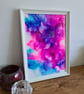 Original abstract art alcohol ink A4 painting home decor