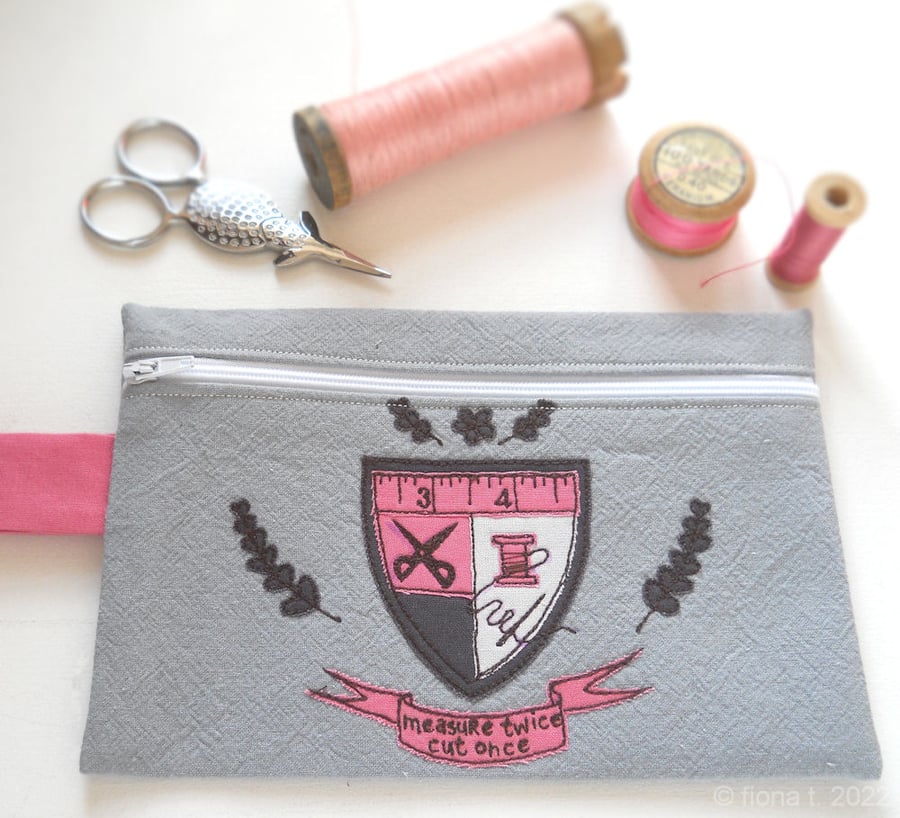 freehand embroidered pencil case for crafters - sewing