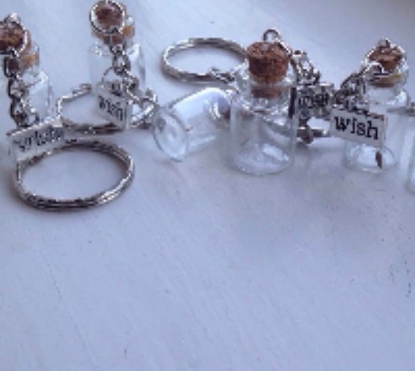 Dandelion Wishes Bottle Keyring, Fairy, Seeds