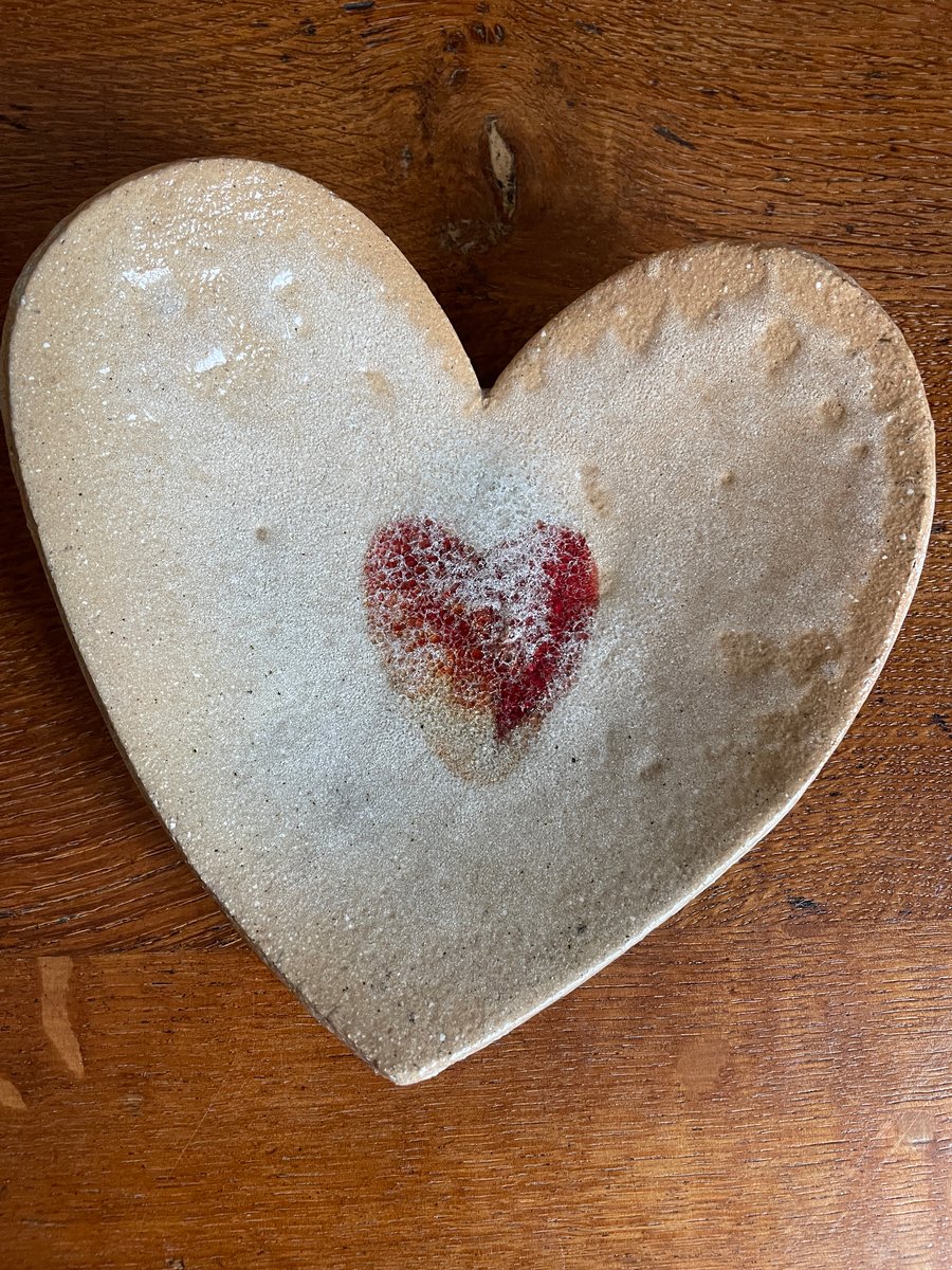 SALE! - Raku dish with heart design