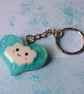 Kawaii Cloud Glitter Heart Keyring - Image 1