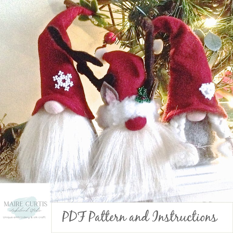 Christmas Gnome felt sewing pattern PDF