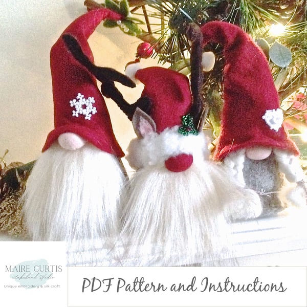 Christmas Gnome felt sewing pattern PDF