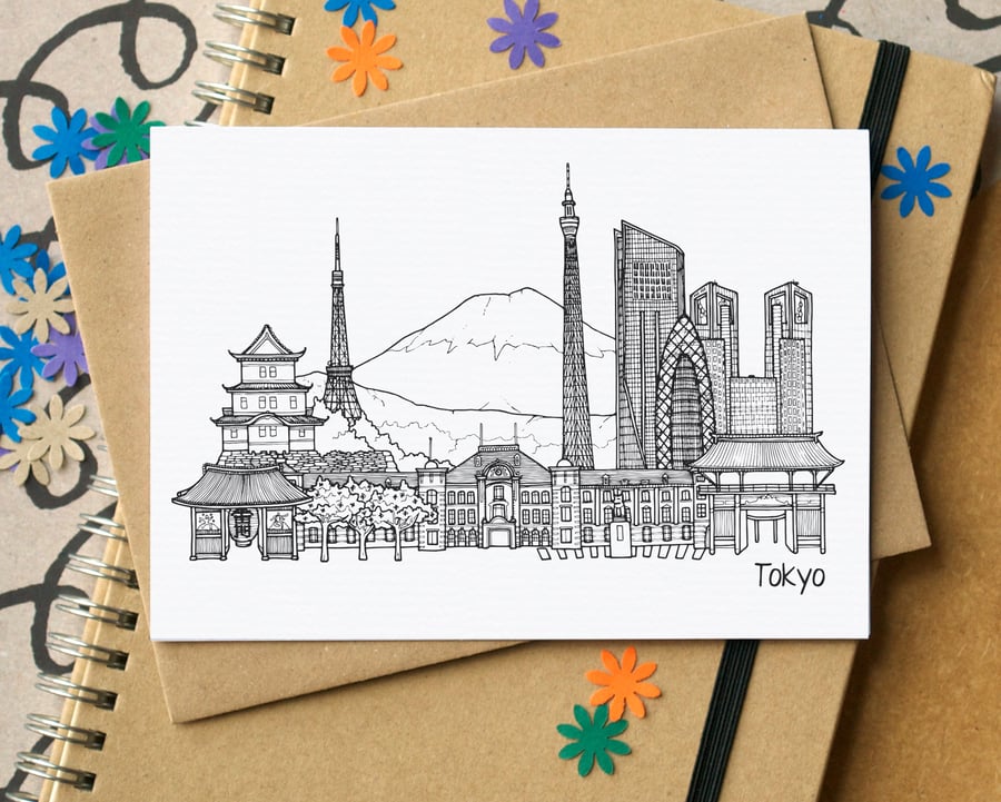Tokyo Skyline Greetings Card
