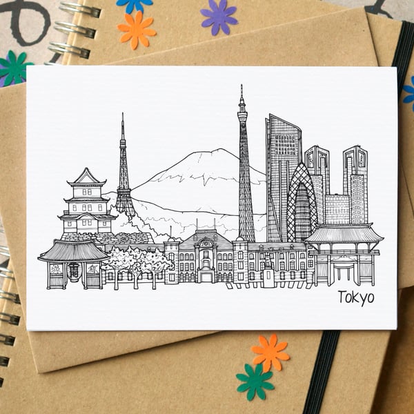 Tokyo Skyline Greetings Card