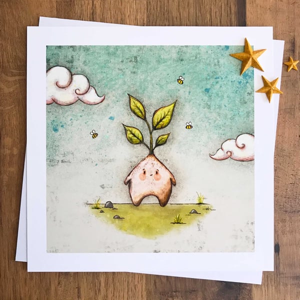 Little Sprout - Square Giclée Art Print - Illustration