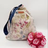Blue and botanical reversible knot bag, handbag,  shoulder bag.  
