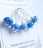 Lampwork Stitch Markers - Bright Speckled Blues - Image 3