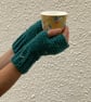 FINGERLESS MITTS , gloves .' Valley Tweed '. Merino Wool blend. Sea green. - Image 1