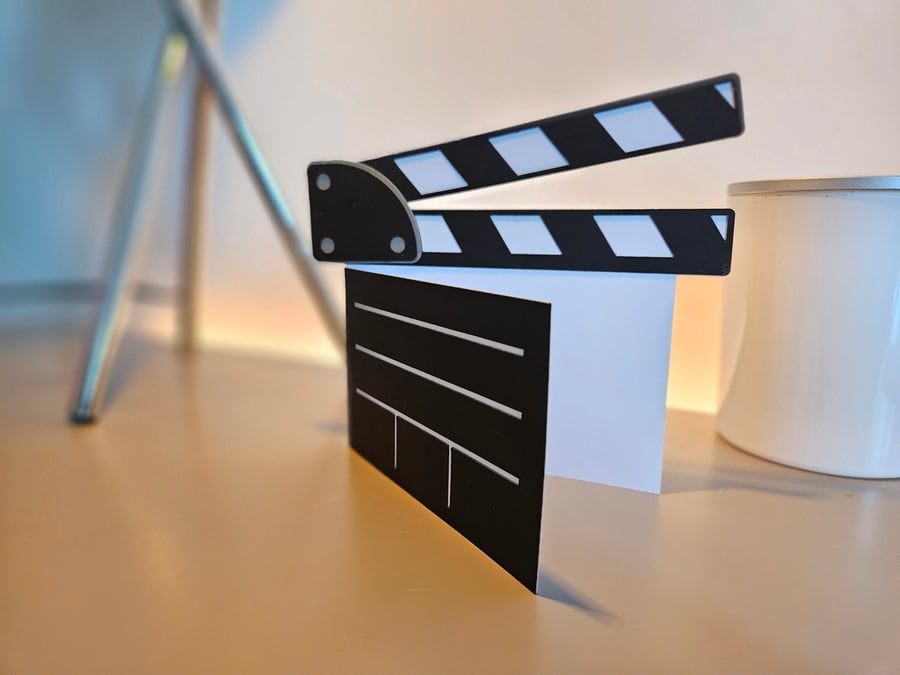Handcrafted Movie Clapperboard Card for Birthday's or any occasion.