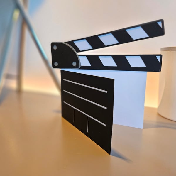 Handcrafted Movie Clapperboard Card for Birthday's or any occasion.