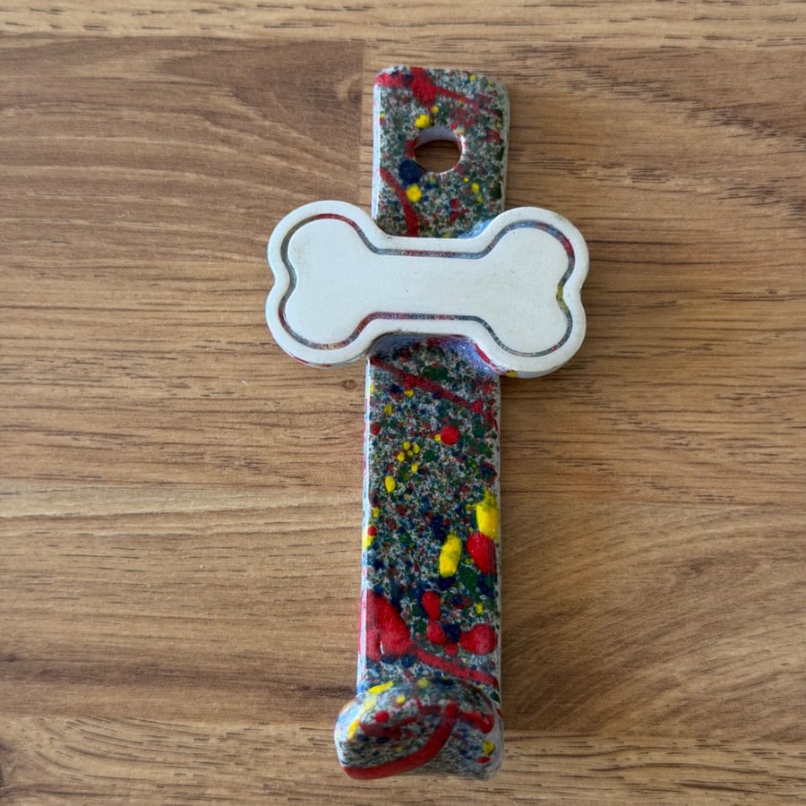 Handmade ceramic Dog hook 
