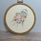 Floral Jellyfish Embroidered Hoop