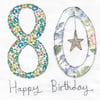 Blue floral 80th birthday card