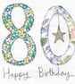 Blue floral 80th birthday card - Image 1