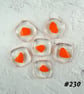 6 x orange art glass cabochons, for jewellery making, crafting (230)