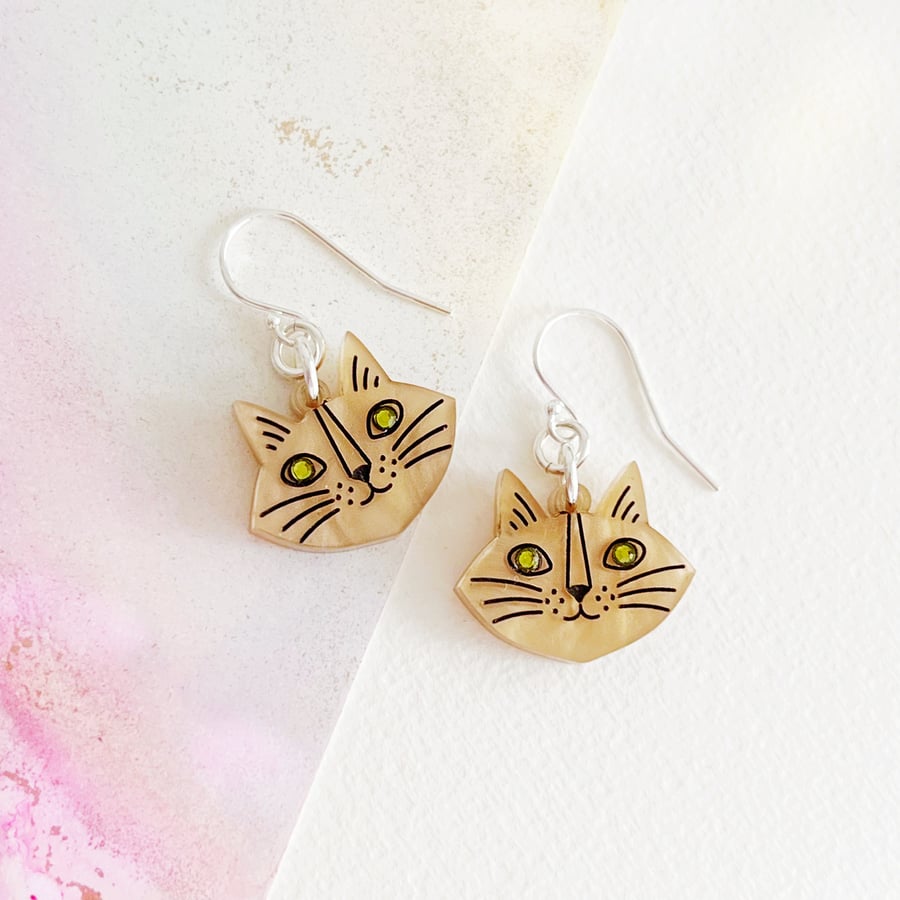 Silver Mini Monty Cat Earrings