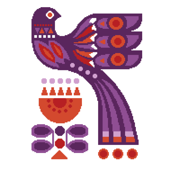 270 - Scandinavian Folk Art Cross Stitch Pattern: Mid-Century Bird (PDF Chart)