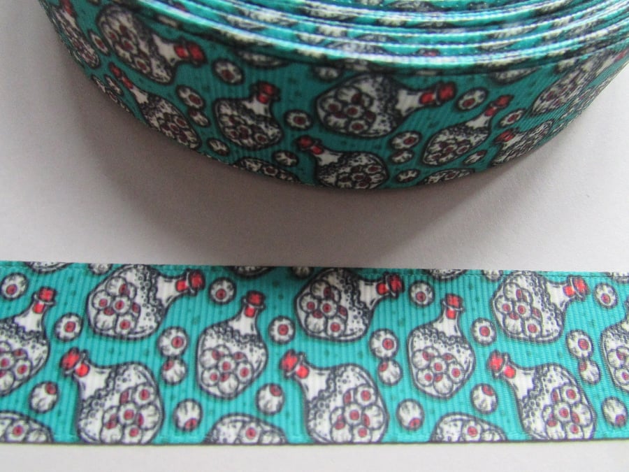 Eyeball Potion Bottle 2.5cm Grosgrain Ribbon x 1 metre