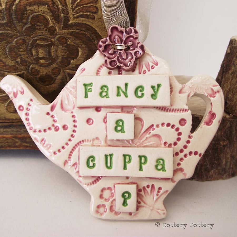 Ceramic teapot decoration with flower button pottery teapot