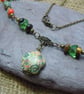 Howlite, Tiger's Eye & Czech glass beads necklace pendant - Image 2