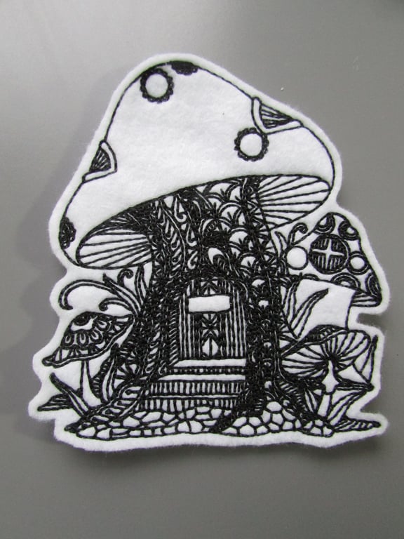 Toadstool Fungi Mushroom Embroidered Sew on Applique Patch