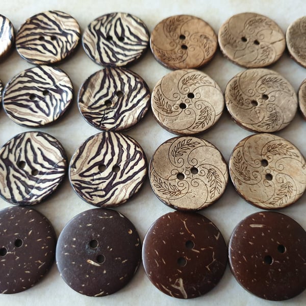 1 & 316" 30.5mm 48L Big Real Coconut buttons x 2 Buttons