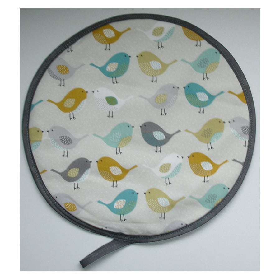 Birds Aga Hob Lid Mat Pad Hat Round Cover Surface Scandi Shaker Bird