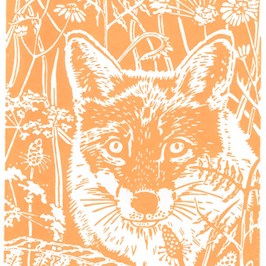 Fox Limited edition Linocut Print, Midsummer Fox - Dawn