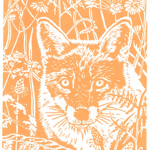 Fox Limited edition Linocut Print, Midsummer Fox - Dawn