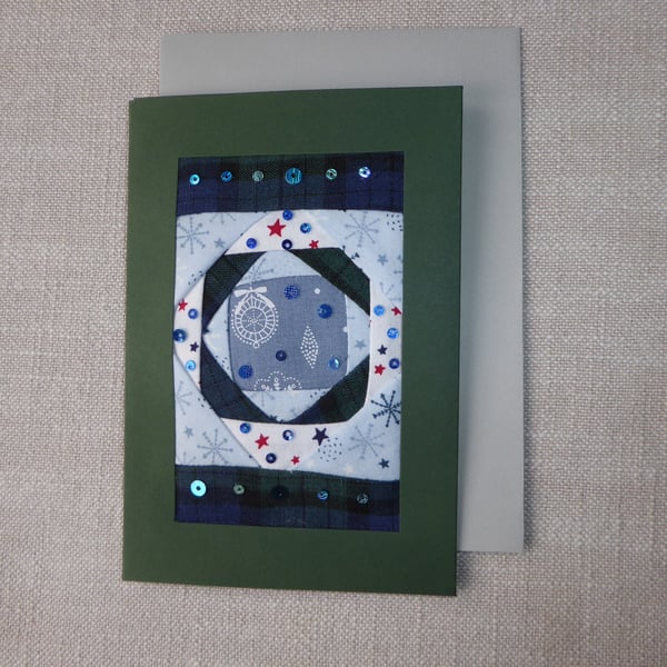 Individually Hand Crafted Textile Christmas Blank Card