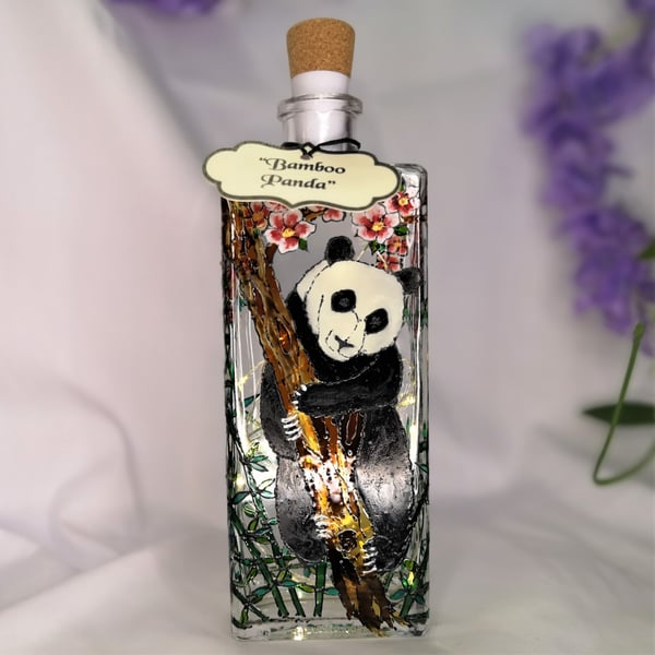 Bamboo Panda - Handpainted Bottle Light