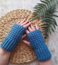 Crochet Headband & Fingerless Mitts Set Cornish Blue - Image 2