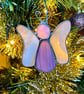 Stained Glass Flutterby Fairy - Purple-pink body with white wings