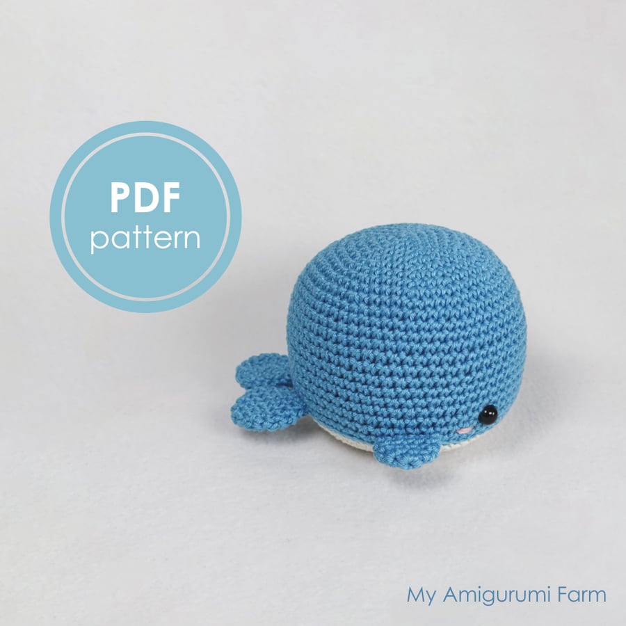 PATTERN: crochet whale pattern - amigurumi whale pattern - fish - sea creature 
