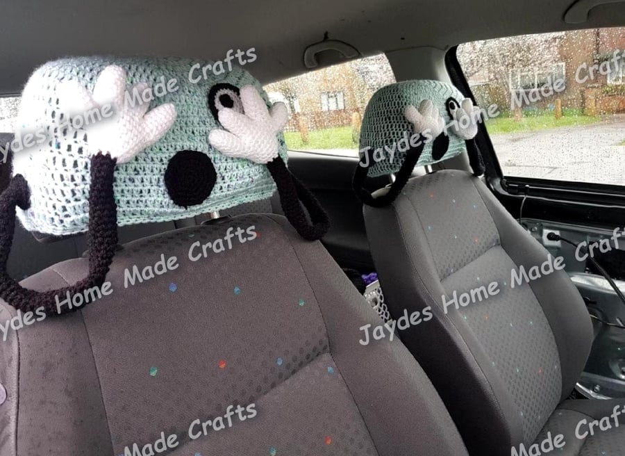 Crochet Scared Face Headrest Covers