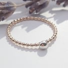 Skinny Gold Filled Ring with Sterling Silver Bead