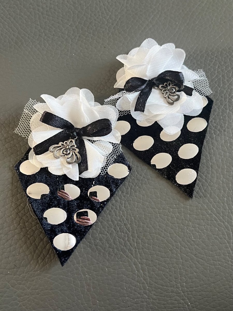 Handmade Decorative Fabric Earrings – Polka Dot & Floral Statement Drops