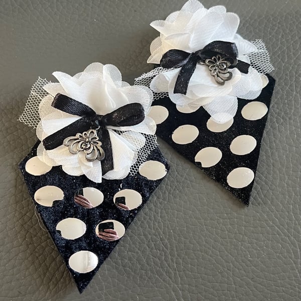 Handmade Decorative Fabric Earrings – Polka Dot & Floral Statement Drops