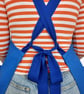Pleated Pinafore Apron with Split Leg and Adjustable Cross Back. Blue No25 - Image 5