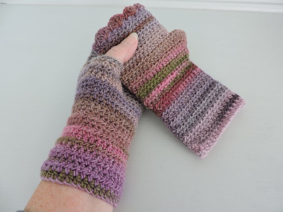 Fingerless Mitts   Mismatched Multi Coloured