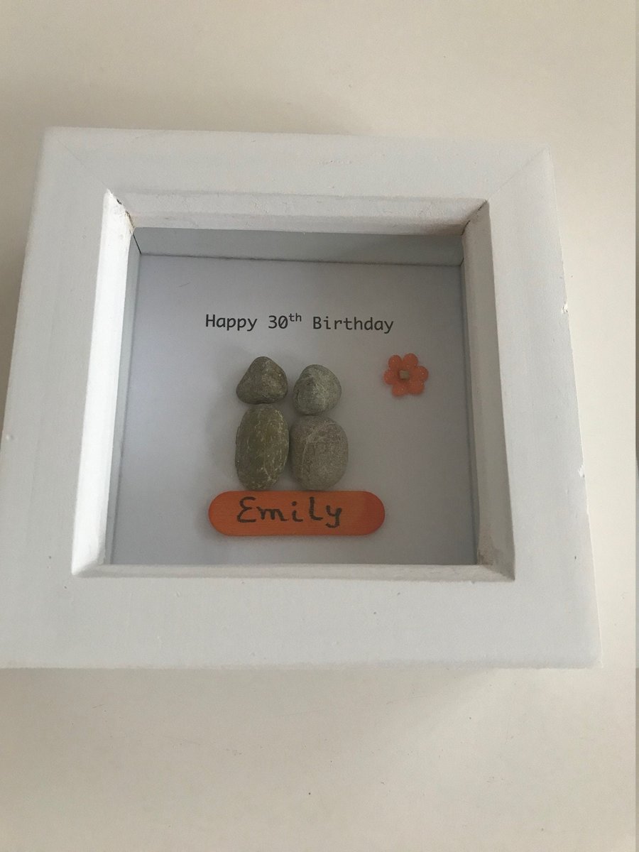 Happy 30th Birthday Pebble Frame, 30th Birthday Gift, Handmade Birthday Gifts, P