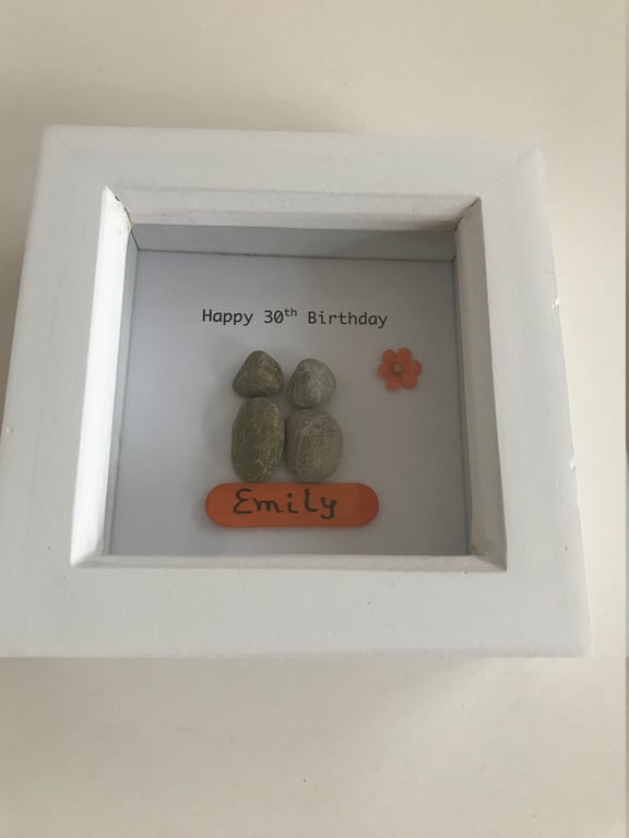 Happy 30th Birthday Pebble Frame, 30th Birthday Gift, Handmade Birthday Gifts, P