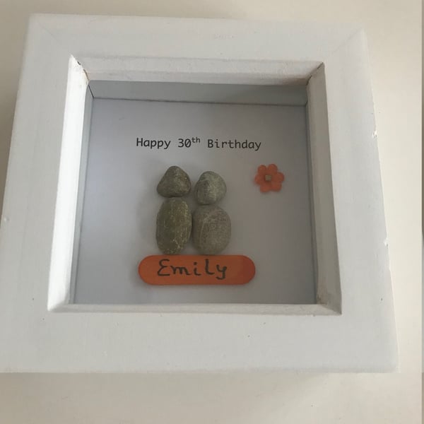 Happy 30th Birthday Pebble Frame, 30th Birthday Gift, Handmade Birthday Gifts, P