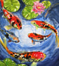 Fishes and Lilies. Original Painting of Koi fish in a pond - Image 6