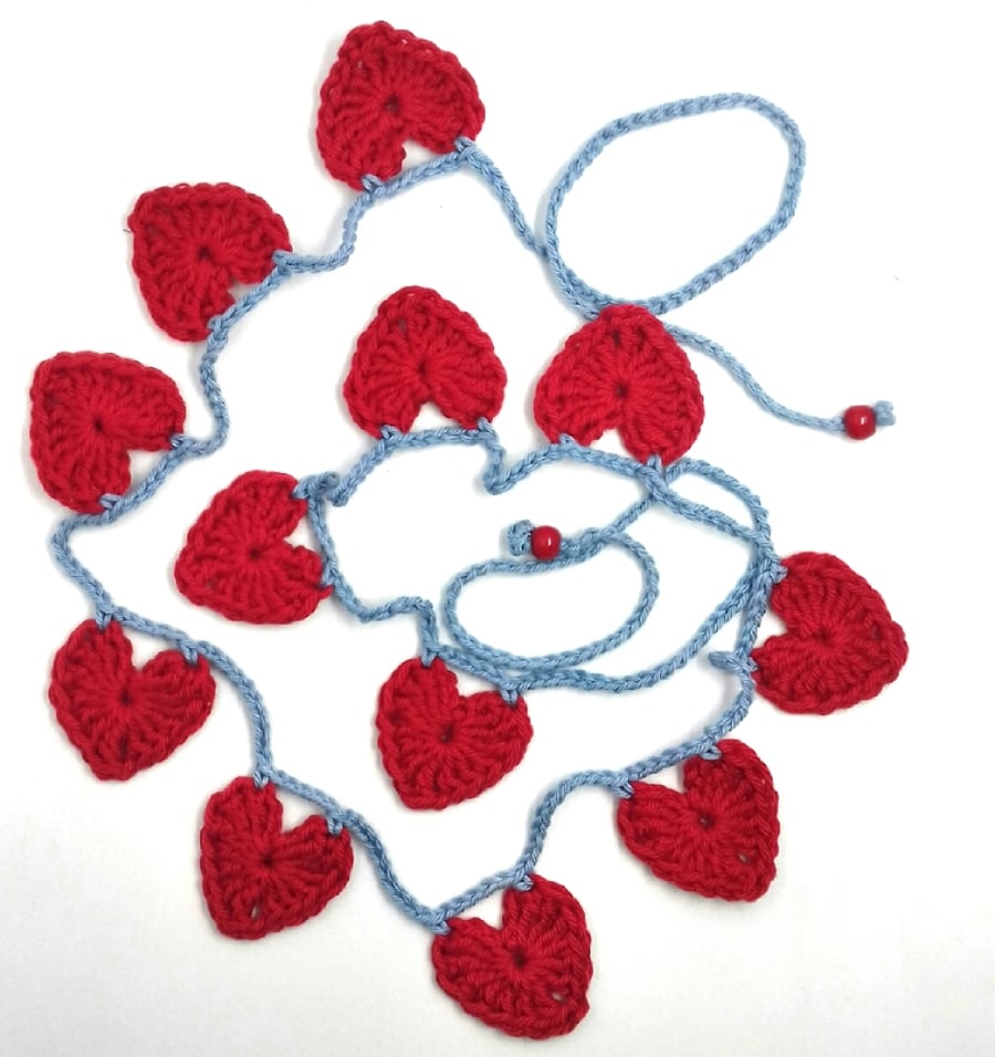 Crochet Love Hearts Mini Bunting 