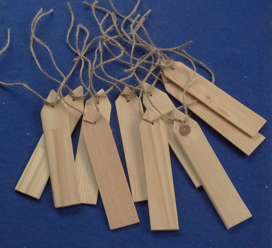 10 wooden hand made gift tags or labels for Christmas or birthday presents