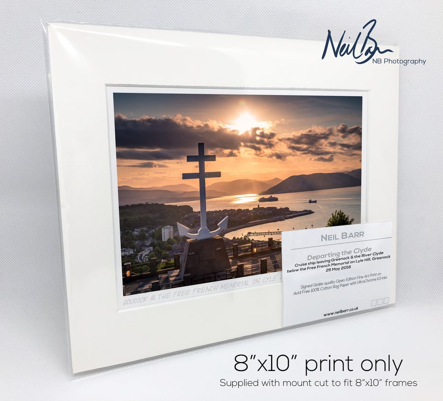Gourock & Firth of Clyde with Free French Memorial - A5 (10"x8") Unframed Print